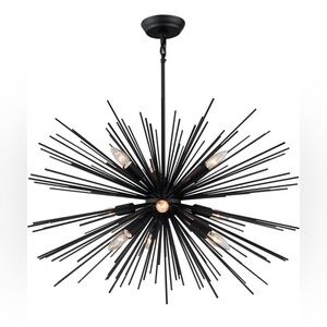 Black Sputnik 9-Light Chandelier Modern Light Fixture, 29in
